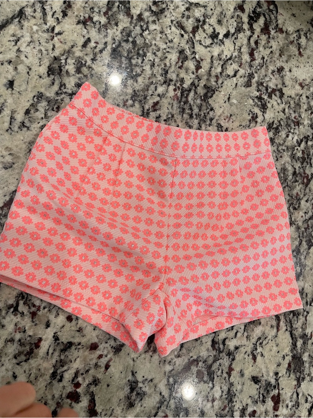 Janie and Jack Coral Pink Floral Jacquard Shorts